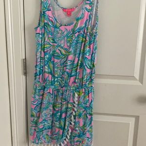 Lilly Pulitzer Pink & Turquoise Tropical Print Sleeveless Dress